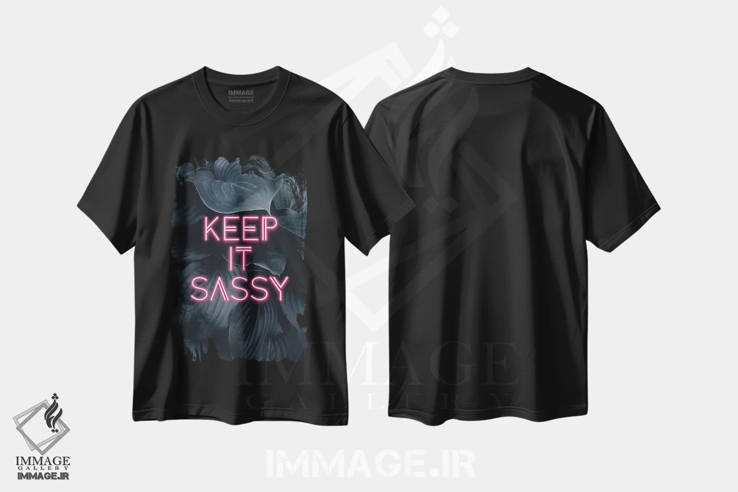 تیشرت مشکی طرح دار با اعتمادبه نفس بمان، تزئینی اثر امانوئلا کاراتونی | فروشگاه ایماژ