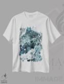 تیشرت سفید طرح دار سنگ مرمر دریای آبی، آبستره اثر امانوئلا کاراتونی | immage.ir