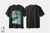 تیشرت مشکی طرح دار سنگ مرمر دریای آبی، آبستره اثر امانوئلا کاراتونی | فروشگاه ایماژ