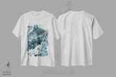تیشرت سفید طرح دار سنگ مرمر دریای آبی، آبستره اثر امانوئلا کاراتونی | immage.ir