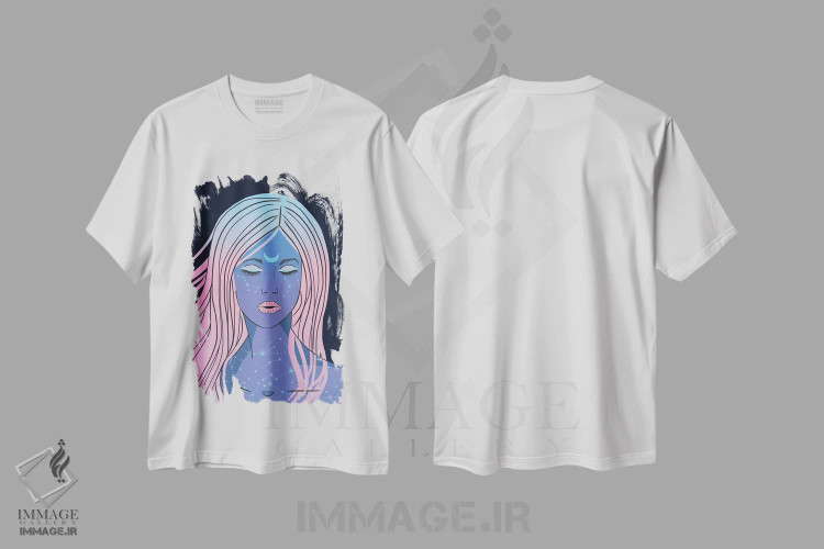 تیشرت سفید طرح دار عاشق ماه، هنر دیجیتال اثر امانوئلا کاراتونی | فروشگاه ایماژ