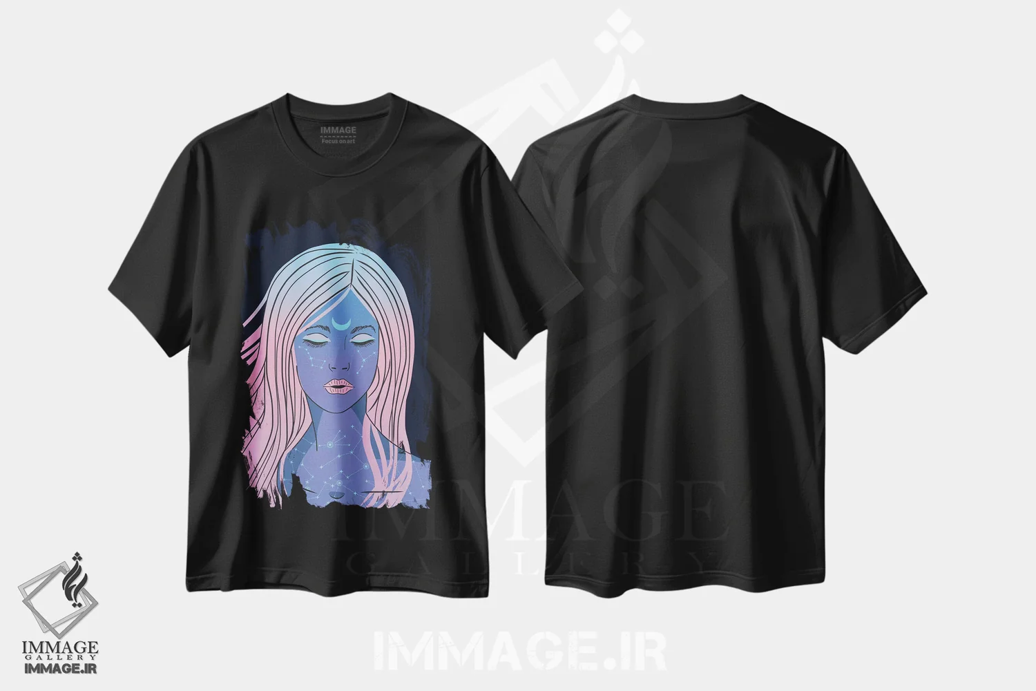 تیشرت مشکی طرح دار عاشق ماه، هنر دیجیتال اثر امانوئلا کاراتونی | immage.ir