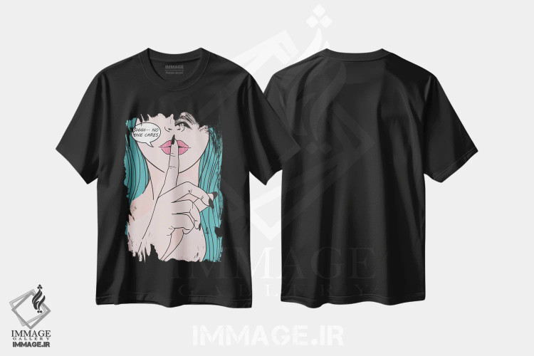 تیشرت مشکی طرح دار او می گوید، هنر فاخر معاصر اثر امانوئلا کاراتونی | فروشگاه ایماژ