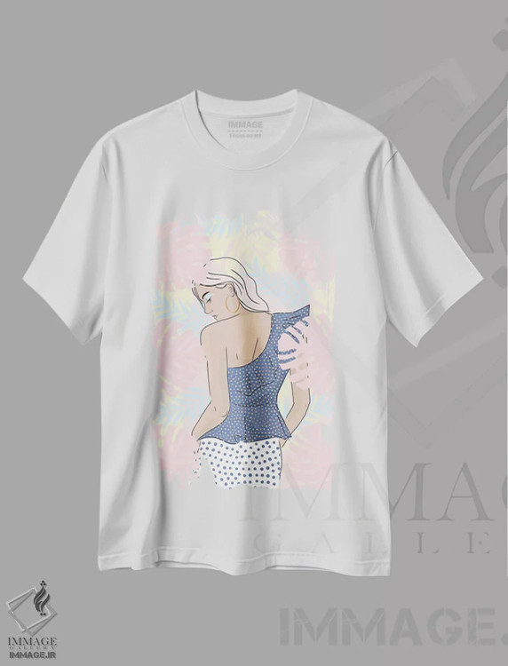 تیشرت سفید طرح دار دختر حس استوایی، هنر دیجیتال اثر امانوئلا کاراتونی | فروشگاه ایماژ