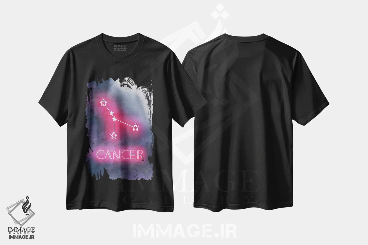 تیشرت مشکی طرح دار نماد زودیاک سرطان، تزئینی اثر امانوئلا کاراتونی | فروشگاه ایماژ