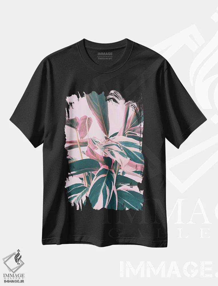 تیشرت مشکی طرح دار کالاتیا صورتی ۱، تزئینی اثر امانوئلا کاراتونی | فروشگاه ایماژ