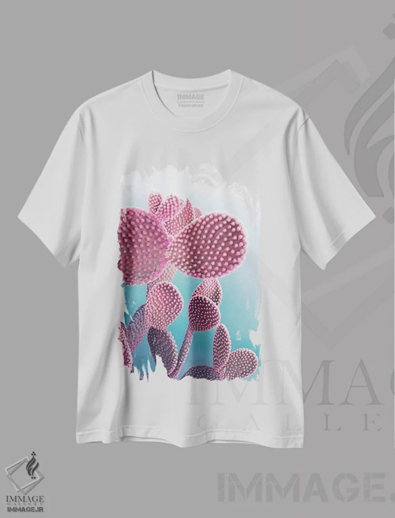 تیشرت سفید طرح دار کاکتوس آب نباتی، تزئینی اثر امانوئلا کاراتونی | immage.ir