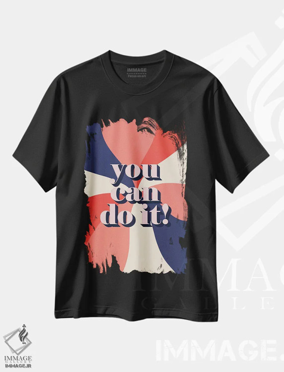 تیشرت مشکی طرح دار تو می توانی انجامش دهی، تزئینی اثر امانوئلا کاراتونی | immage.ir
