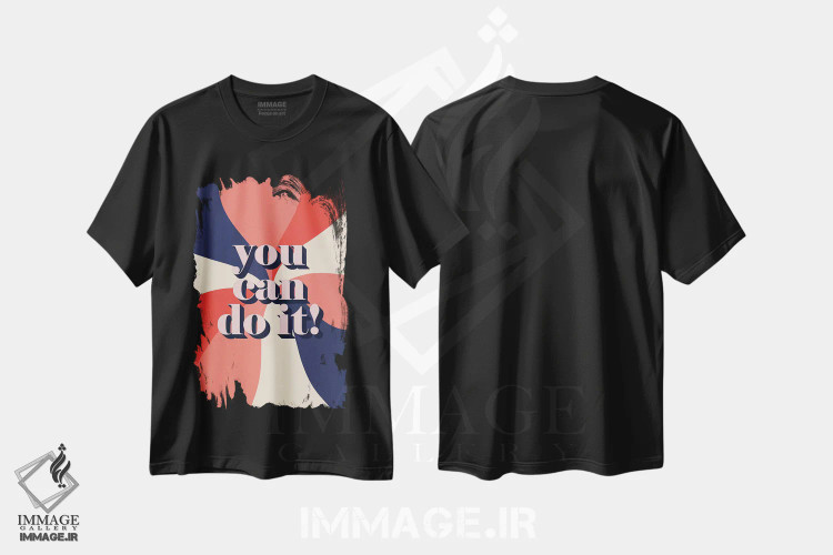 تیشرت مشکی طرح دار تو می توانی انجامش دهی، تزئینی اثر امانوئلا کاراتونی | immage.ir