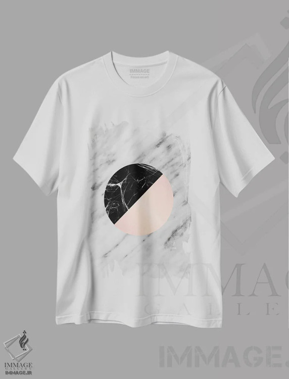تیشرت سفید طرح دار مرمر کارارا ایتالیا مشکی و صورتی، آبستره اثر امانوئلا کاراتونی | immage.ir