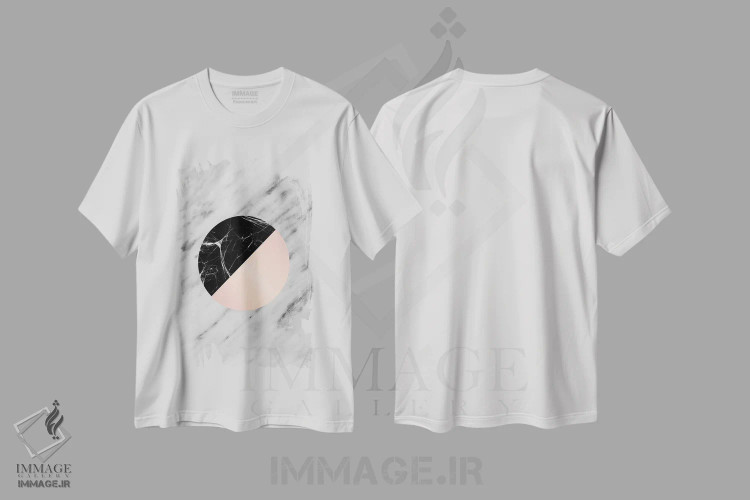 تیشرت سفید طرح دار مرمر کارارا ایتالیا مشکی و صورتی، آبستره اثر امانوئلا کاراتونی | immage.ir