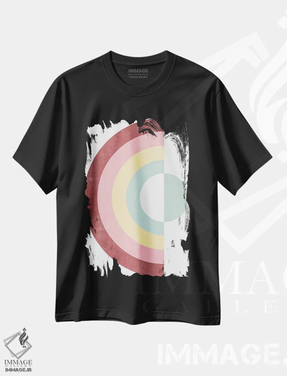 تیشرت مشکی طرح دار رنگین کمان دایره ای اثر امانوئلا کاراتونی | immage.ir