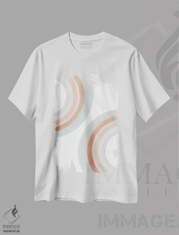 تیشرت سفید طرح دار رنگین کمان های لطیف اثر امانوئلا کاراتونی | immage.ir