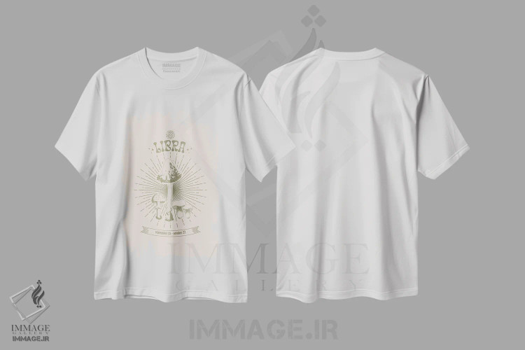 تیشرت سفید طرح دار قارچ های زودیاک میزان، هنر دیجیتال اثر امانوئلا کاراتونی | فروشگاه ایماژ