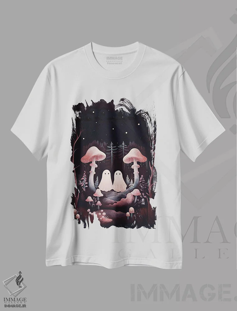 تیشرت سفید طرح دار ارواح دوقلوی قارچی، دکوراسیون جایگزین اثر امانوئلا کاراتونی | immage.ir