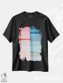 تیشرت مشکی طرح دار رنگین کمان خطی I اثر امانوئلا کاراتونی | فروشگاه ایماژ