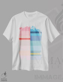 تیشرت سفید طرح دار رنگین کمان خطی I اثر امانوئلا کاراتونی | immage.ir