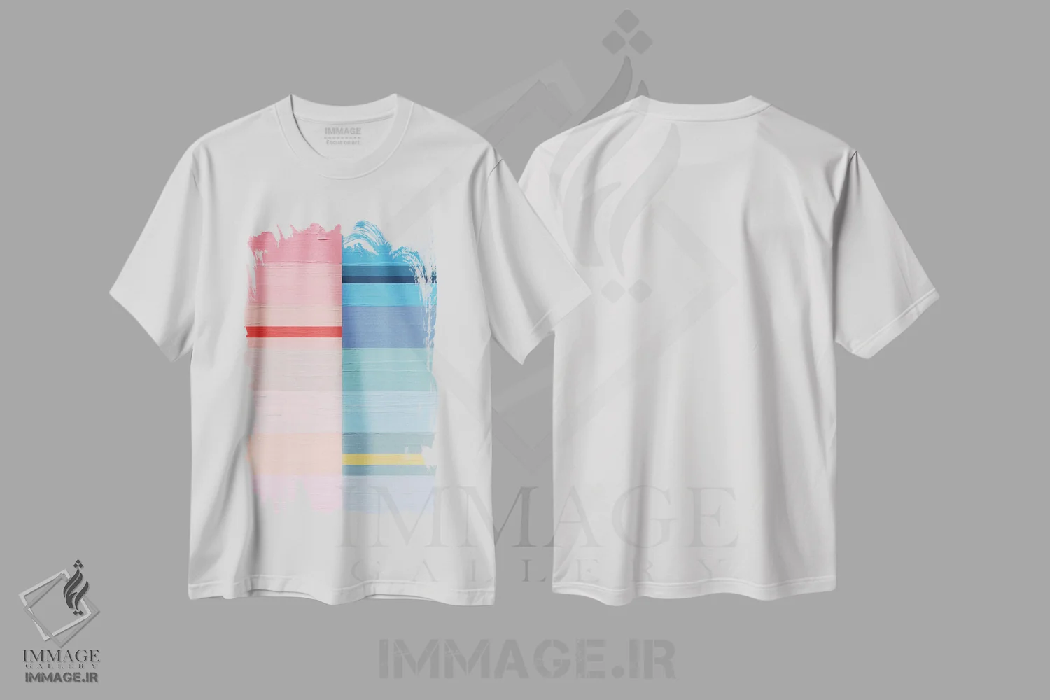 تیشرت سفید طرح دار رنگین کمان خطی I اثر امانوئلا کاراتونی | immage.ir