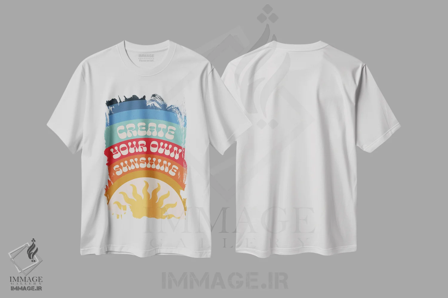 تیشرت سفید طرح دار آفتاب خودت را بساز، تزئینی اثر امانوئلا کاراتونی | فروشگاه ایماژ