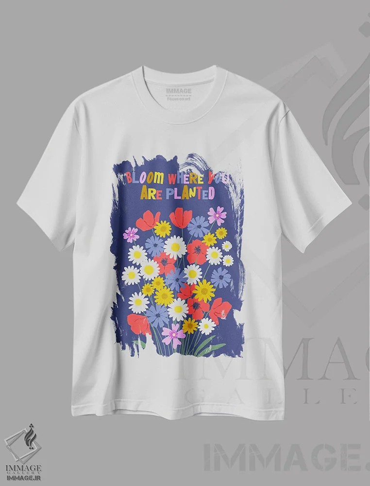 تیشرت سفید طرح دار شکوفه بده، تزئینی اثر امانوئلا کاراتونی | immage.ir