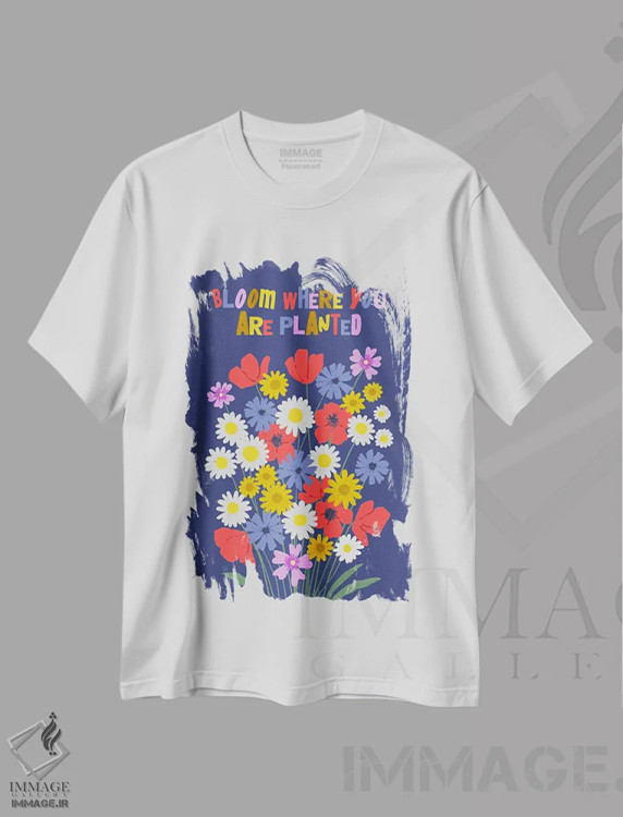 تیشرت سفید طرح دار شکوفه بده، تزئینی اثر امانوئلا کاراتونی | immage.ir