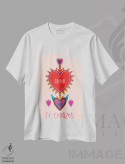 تیشرت سفید طرح دار قلب، دکور معاصر اثر امانوئلا کاراتونی | فروشگاه ایماژ