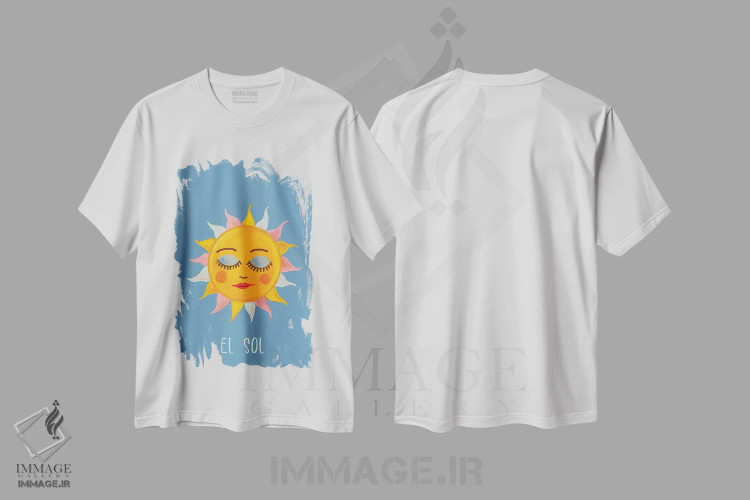 تیشرت سفید طرح دار ال سول: خورشید، دکور معاصر اثر امانوئلا کاراتونی | فروشگاه ایماژ