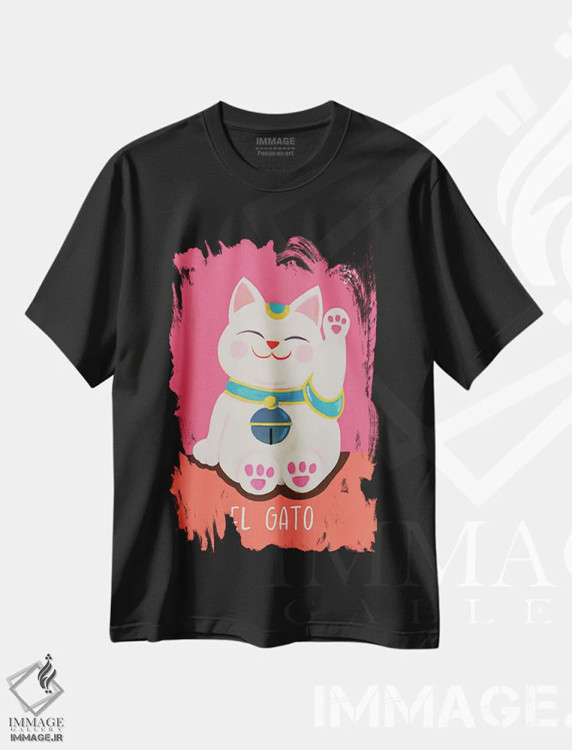 تیشرت مشکی طرح دار ال گاتو: گربه، هنر دیجیتال اثر امانوئلا کاراتونی | immage.ir