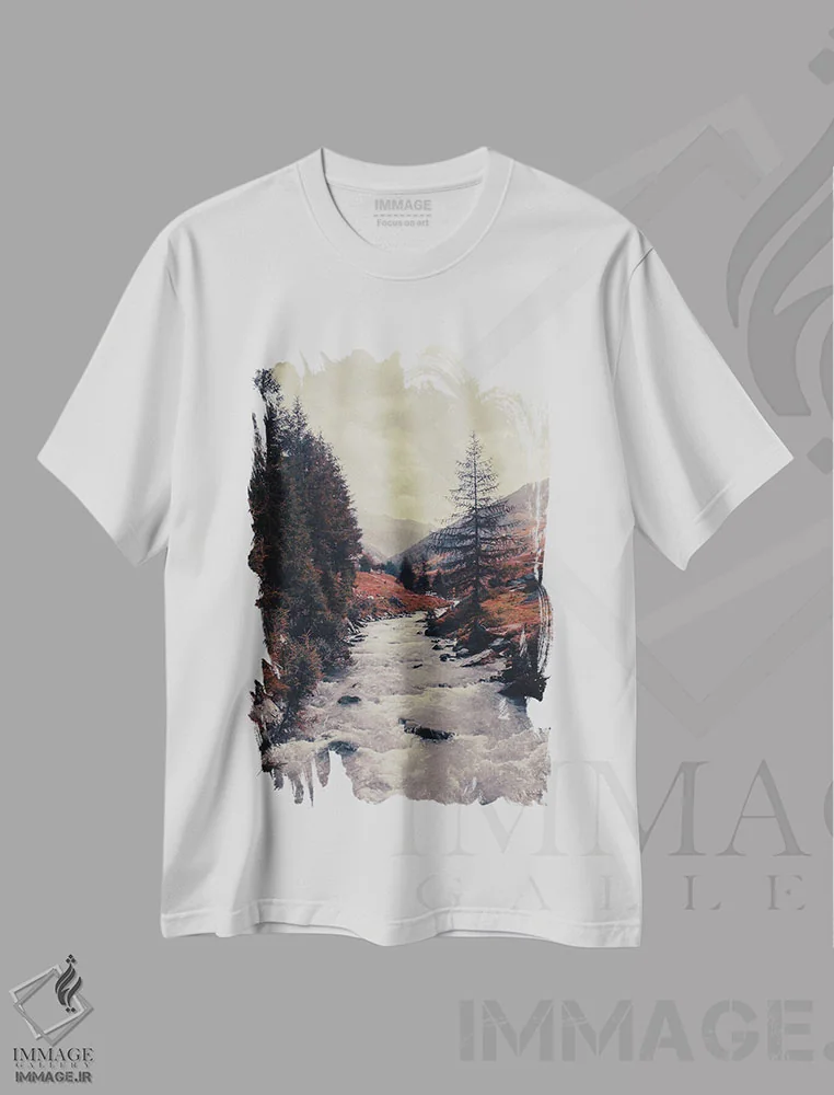 تیشرت سفید طرح دار چشم انداز کوه I، تزئینی اثر امانوئلا کاراتونی | فروشگاه ایماژ