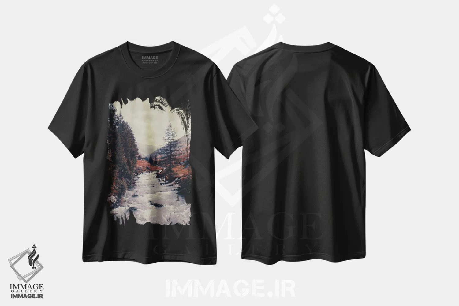 تیشرت مشکی طرح دار چشم انداز کوه I، تزئینی اثر امانوئلا کاراتونی | immage.ir