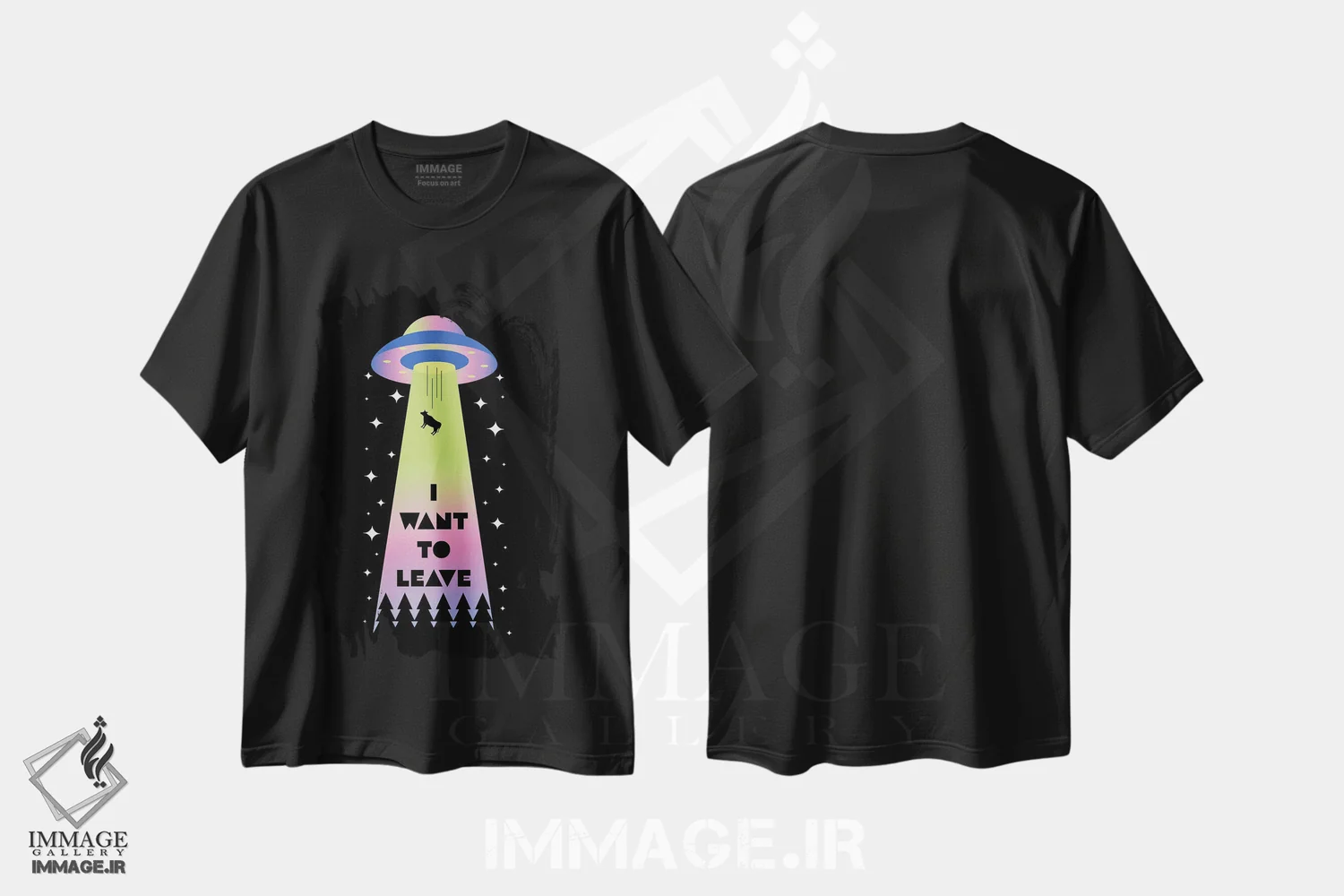 تیشرت مشکی طرح دار می خواهم بروم، دکوراسیون جایگزین اثر امانوئلا کاراتونی | immage.ir