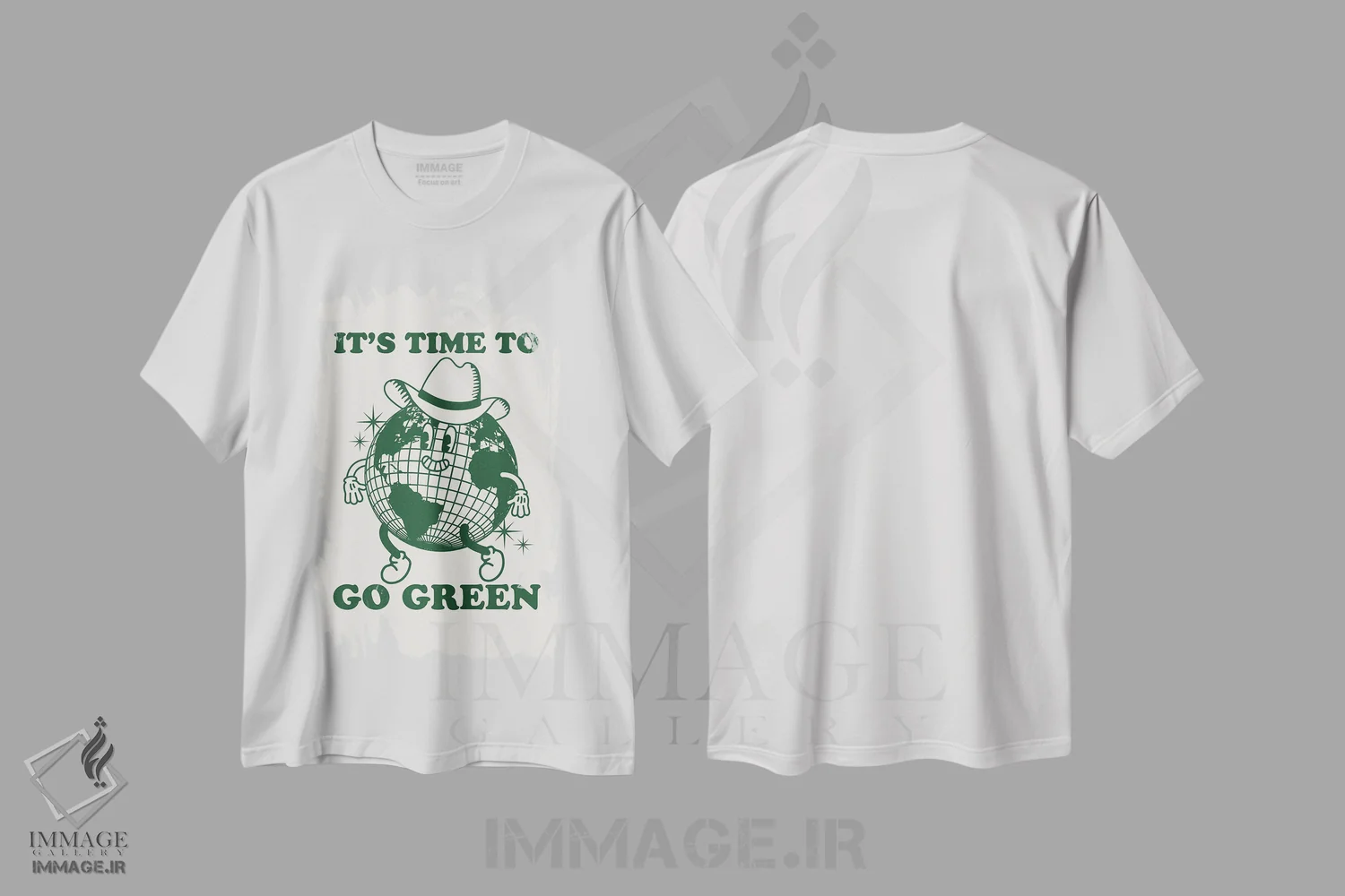 تیشرت سفید طرح دار زمان سبز شدن است، تایپوگرافی اثر امانوئلا کاراتونی | فروشگاه ایماژ