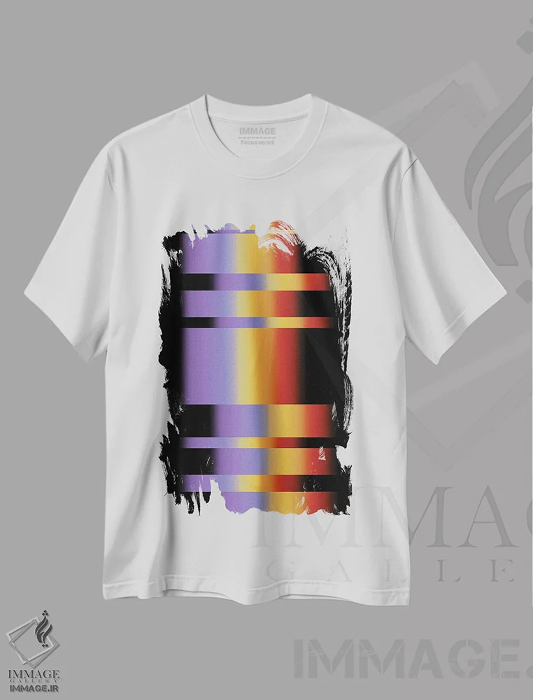 تیشرت سفید طرح دار طیف انتزاعی II اثر امانوئلا کاراتونی | فروشگاه ایماژ