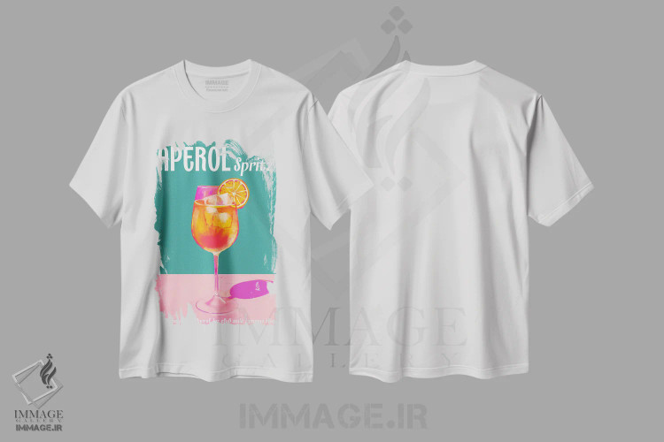تیشرت سفید طرح دار کوکتل اسپریتز آپرول، هنر دیجیتال اثر امانوئلا کاراتونی | فروشگاه ایماژ