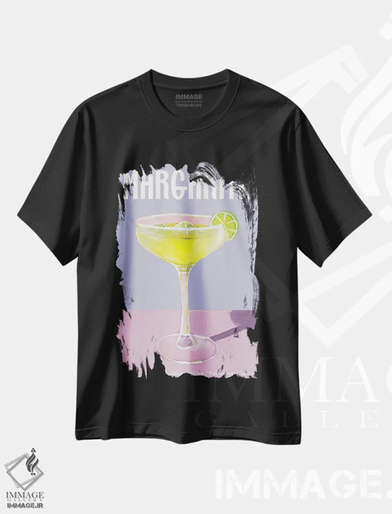 تیشرت مشکی طرح دار کوکتل مارگاریتا، هنر دیجیتال اثر امانوئلا کاراتونی | فروشگاه ایماژ