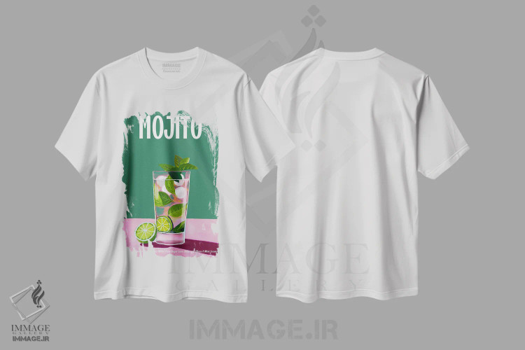تیشرت سفید طرح دار کوکتل موهیتو، هنر دیجیتال اثر امانوئلا کاراتونی | immage.ir