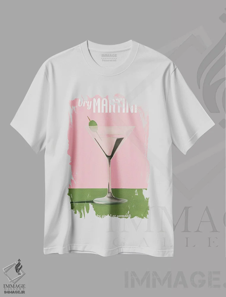 تیشرت سفید طرح دار مارتینی خشک، هنر دیجیتال اثر امانوئلا کاراتونی | immage.ir