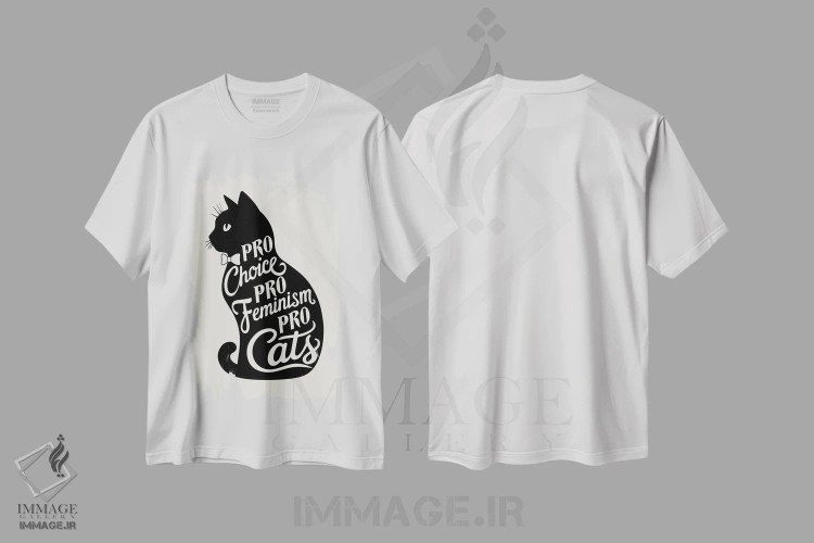 تیشرت سفید طرح دار حامی انتخاب، حامی فمنیسم، حامی گربه ها، هنر دیجیتال اثر امانوئلا کاراتونی | immage.ir