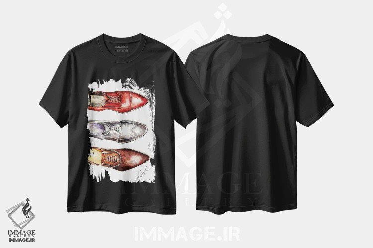 تیشرت مشکی طرح دار سه کفش، تزئینی اثر کلر تامپسون | immage.ir