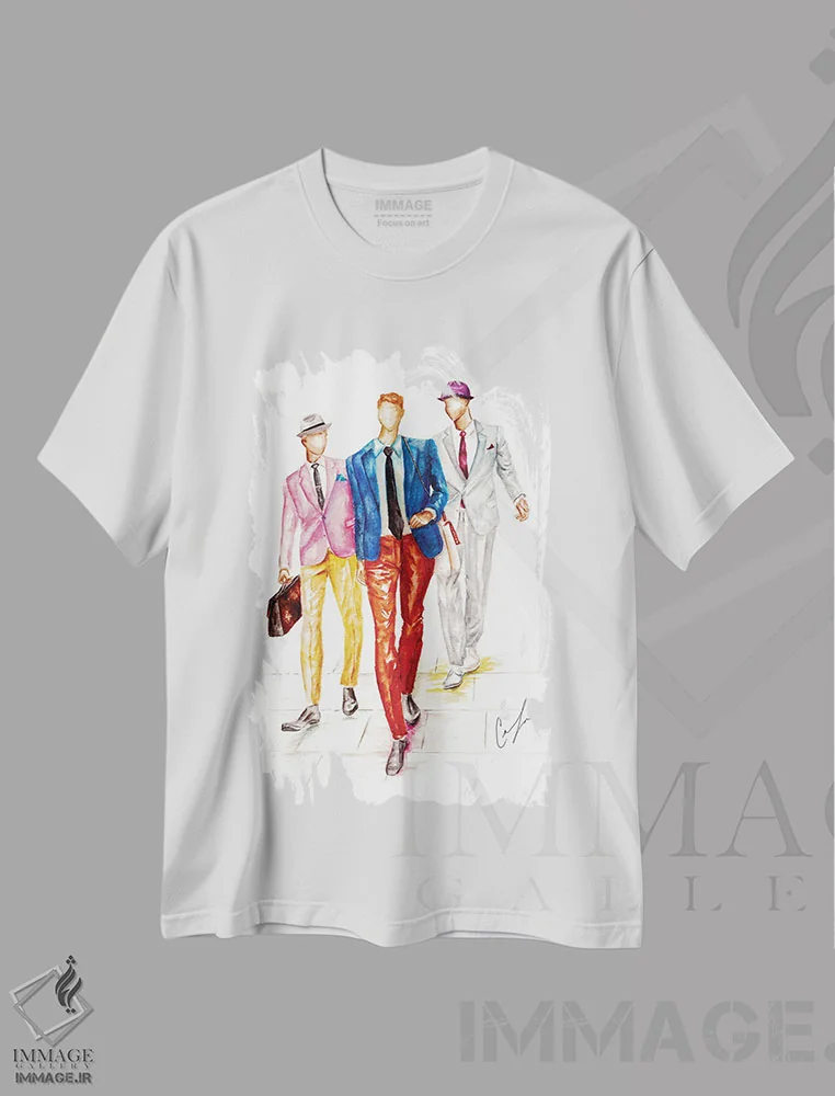 تیشرت سفید طرح دار پسرها به شهر بازگشتند، تزئینی اثر کلر تامپسون | فروشگاه ایماژ