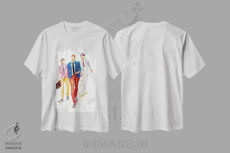 تیشرت سفید طرح دار پسرها به شهر بازگشتند، تزئینی اثر کلر تامپسون | فروشگاه ایماژ