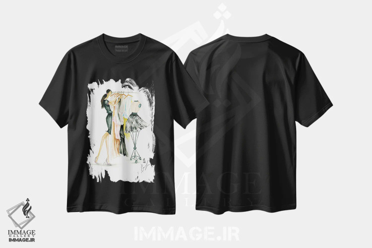 تیشرت مشکی طرح دار چوب لباسی، تزئینی اثر کلر تامپسون | immage.ir