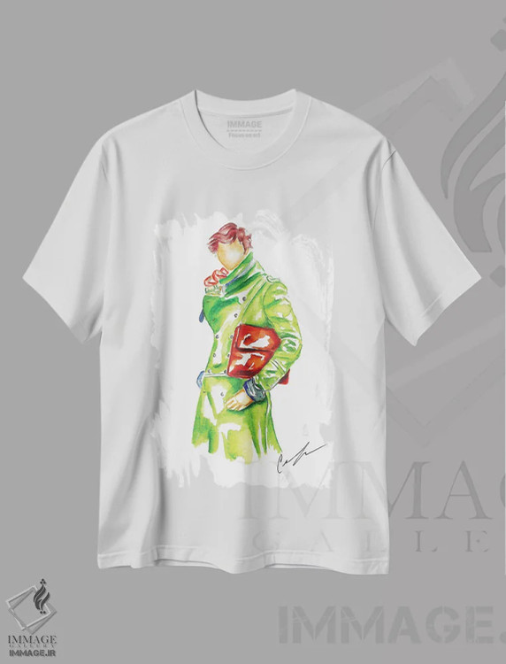 تیشرت سفید طرح دار ترنچ، تزئینی اثر کلر تامپسون | immage.ir