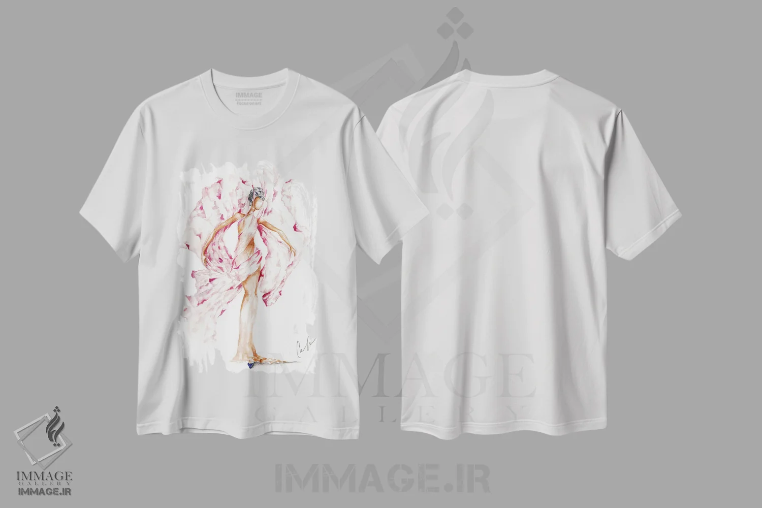 تیشرت سفید طرح دار باد ۱، تزئینی اثر کلر تامپسون | فروشگاه ایماژ