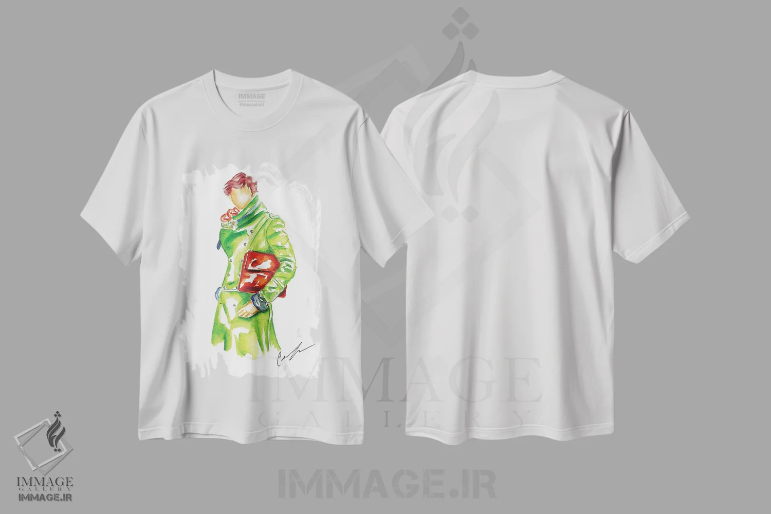 تیشرت سفید طرح دار ترنچ، تزئینی اثر کلر تامپسون | immage.ir