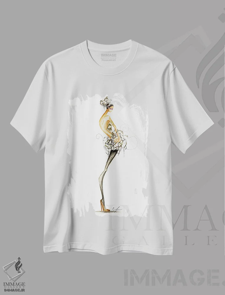 تیشرت سفید طرح دار نور سیاه ۲، تزئینی اثر کلر تامپسون | فروشگاه ایماژ