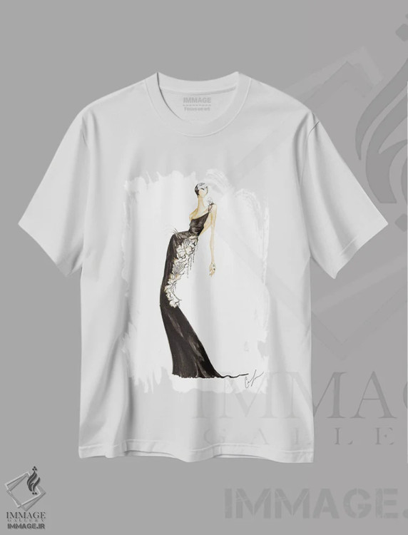 تیشرت سفید طرح دار نور سیاه ۱، تزئینی اثر کلر تامپسون | immage.ir