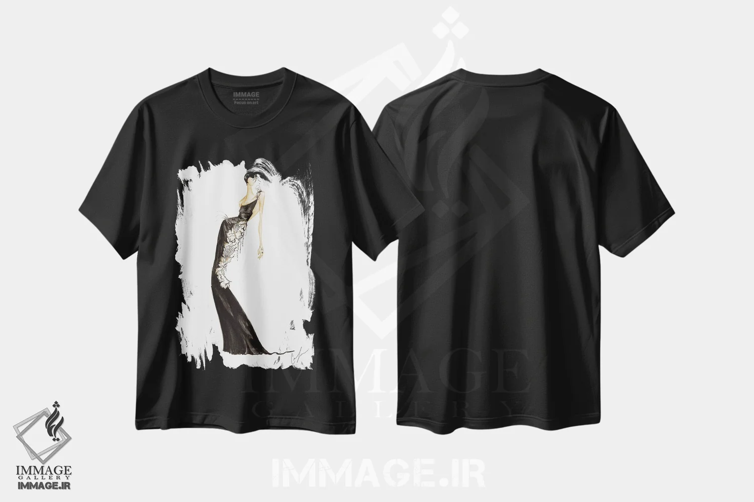 تیشرت مشکی طرح دار نور سیاه ۱، تزئینی اثر کلر تامپسون | فروشگاه ایماژ