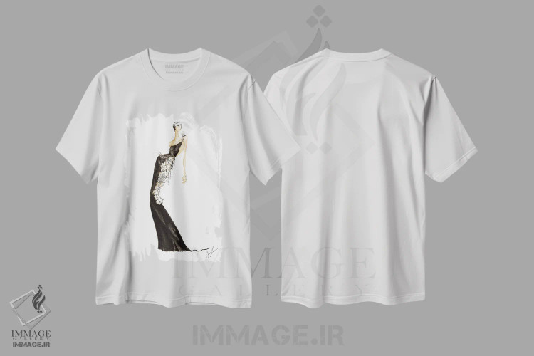 تیشرت سفید طرح دار نور سیاه ۱، تزئینی اثر کلر تامپسون | immage.ir