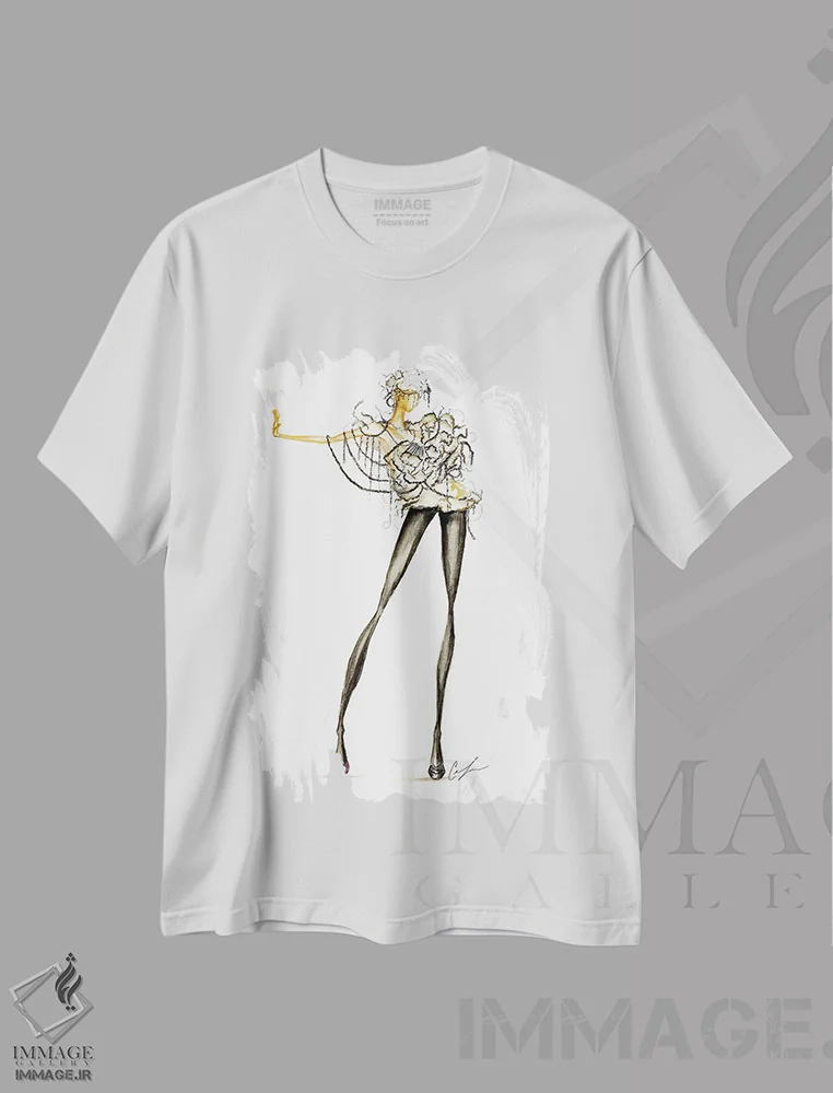 تیشرت سفید طرح دار نور سیاه ۳، تزئینی اثر کلر تامپسون | immage.ir